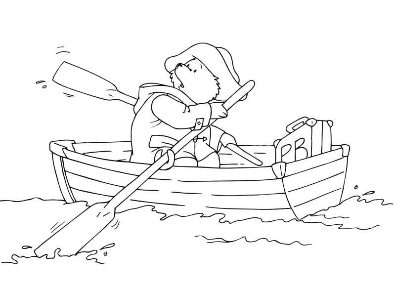 coloriage l ours paddington dans sa barque